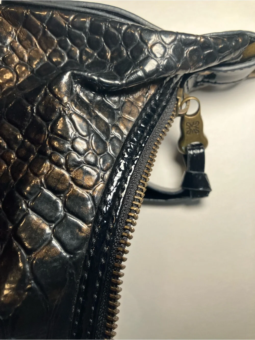 Simply Vera Vera Wang Bronze Black Croc Hobo Bag Metallic